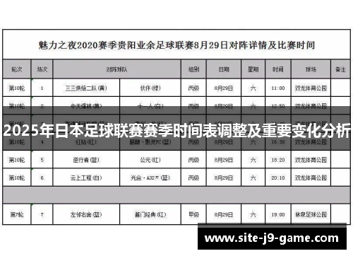 2025年日本足球联赛赛季时间表调整及重要变化分析 2025年日本足球联赛赛季时间表调整及重要变化分析